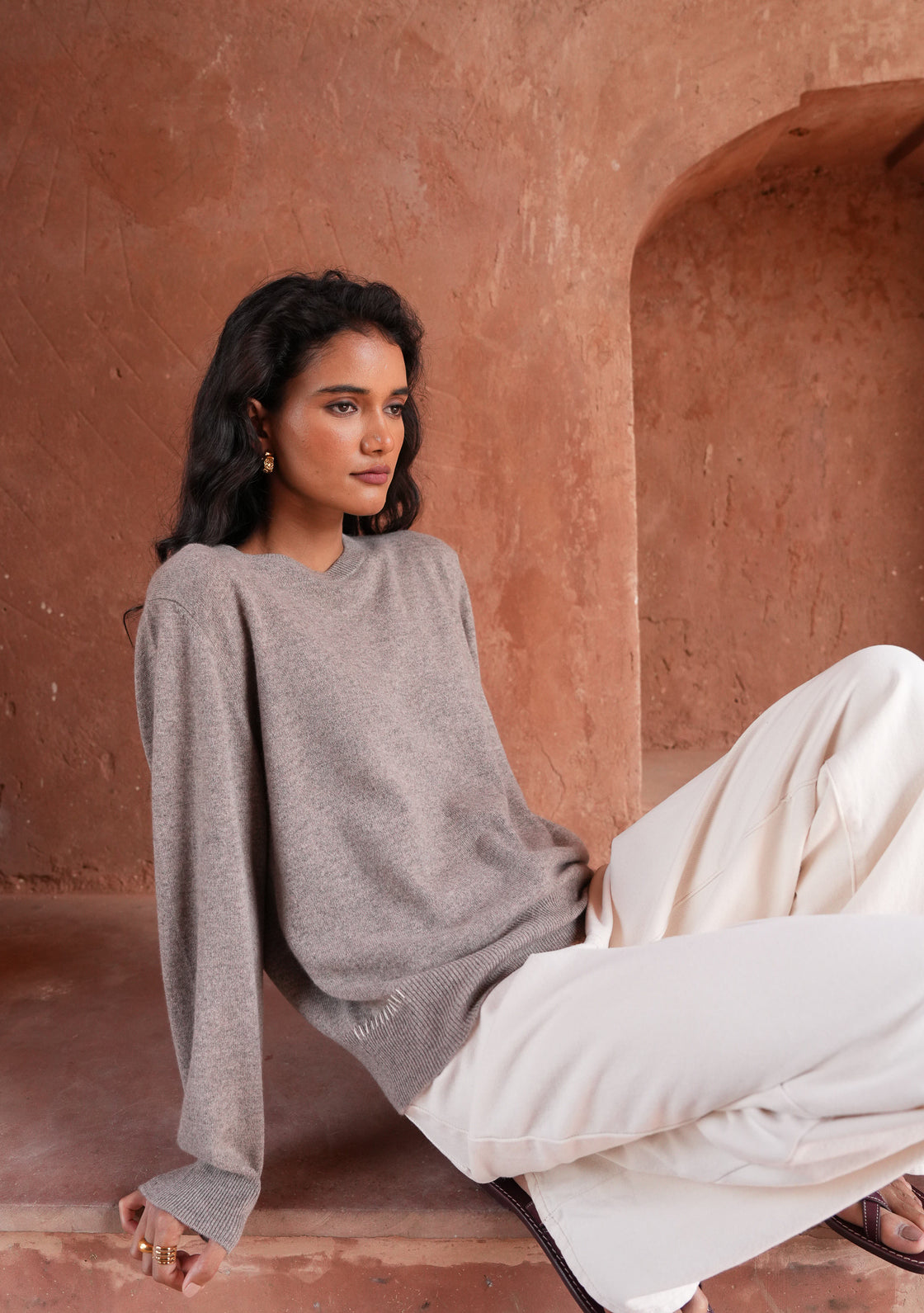 BIRCH CASHMERE SWEATER - DARK SAND